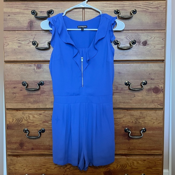 Express Periwinkle Blue Ruffled Romper Size 0 - Picture 1 of 4